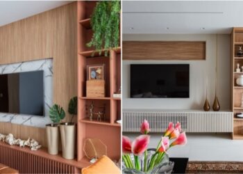 De um estilo mais moderno, com cores marcantes ou ainda mais elegantes: o rack da sala pode ser apresentado de diversas maneiras e acabamentos, sem perder de vista sua função estrutural e de apoio | Projetos: Daniela Funari Arquitetura | FOTOS: Mariana Camargo