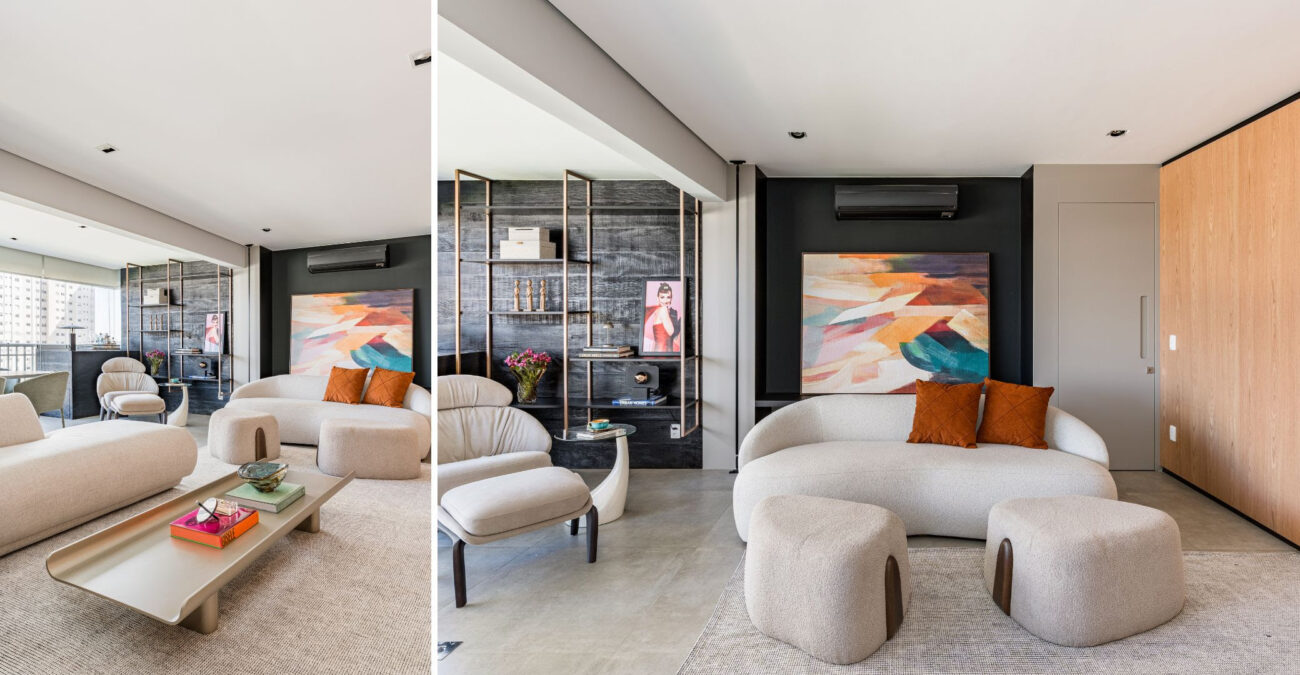 Retrofit valoriza fluidez e cria cenários instagramáveis no apartamento de Sabrina Parlatore