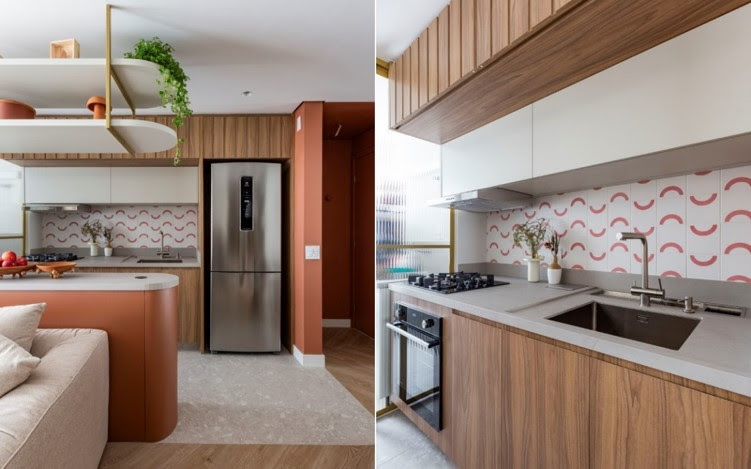 Décor feminino e design orgânico dão o tom em reforma de apartamento para uma jovem profissional da moda