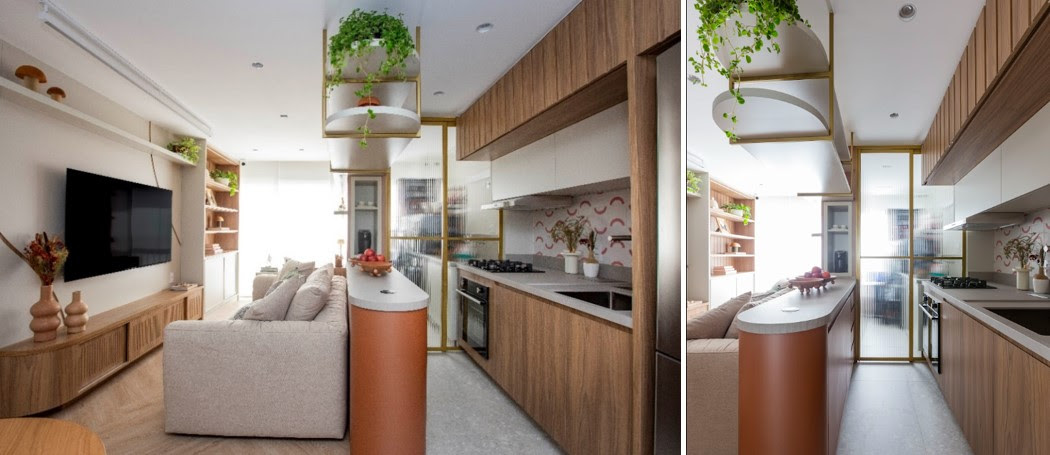 Décor feminino e design orgânico dão o tom em reforma de apartamento para uma jovem profissional da moda