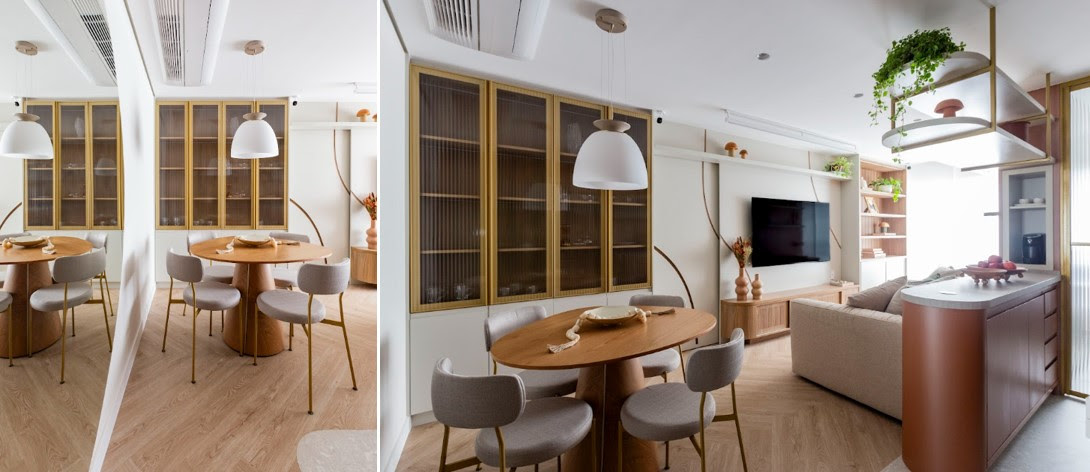Décor feminino e design orgânico dão o tom em reforma de apartamento para uma jovem profissional da moda