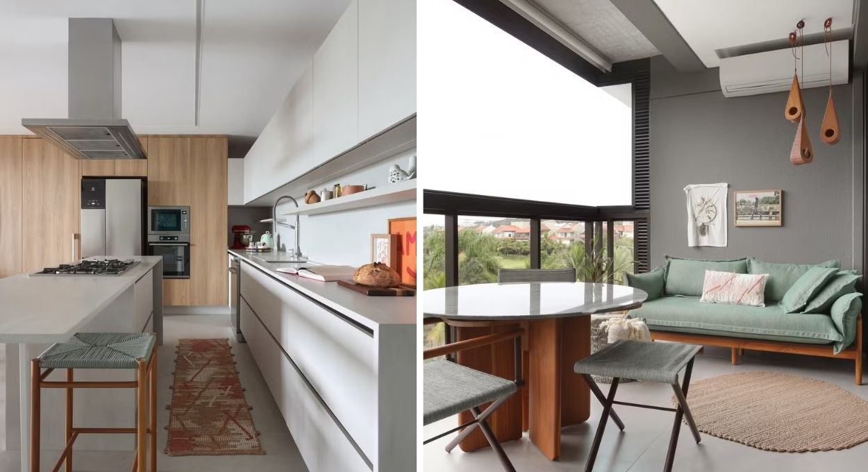 Cor, mobiliário autoral e uma parede derrubada: o apartamento de 250 m² em Jurerê que nasceu de um lustre