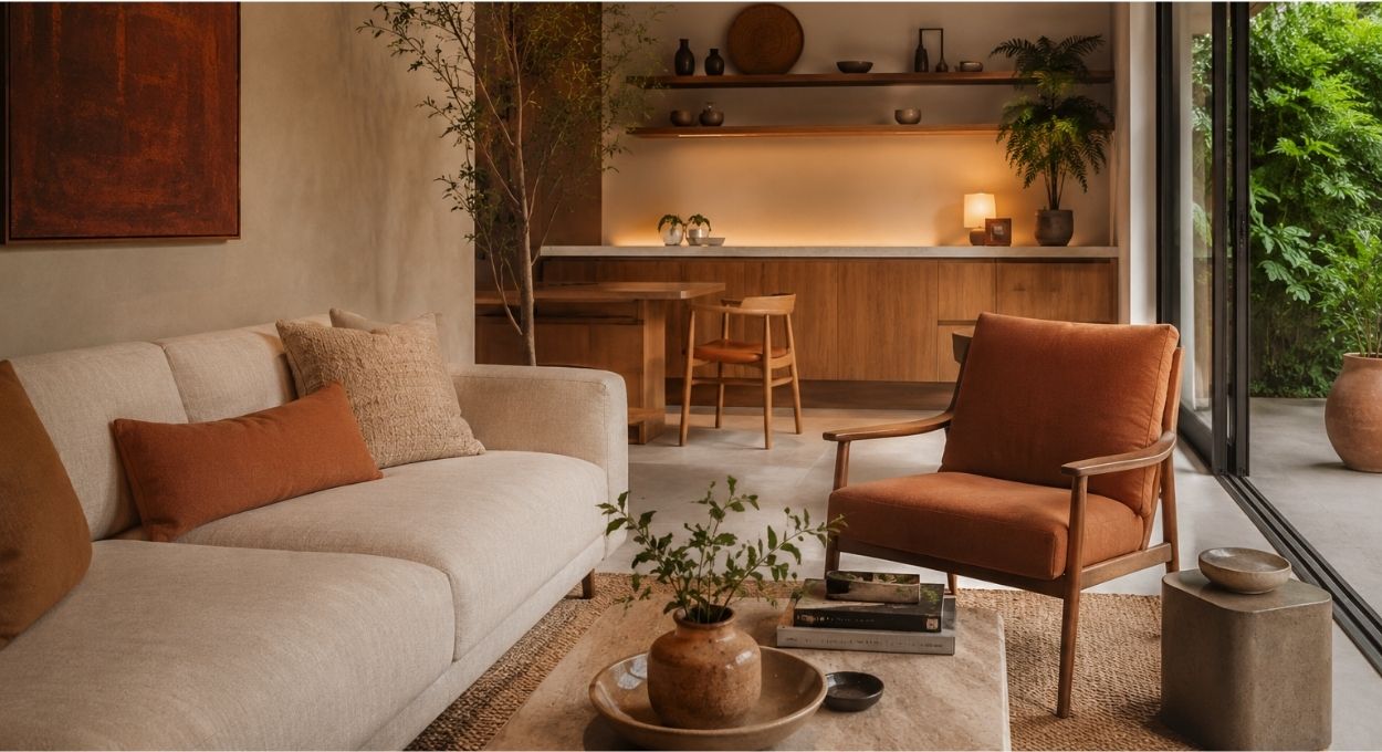 Cores terrosas na decoração: o que mudou nos projetos residenciais em 2026 e por que o branco puro perdeu espaço