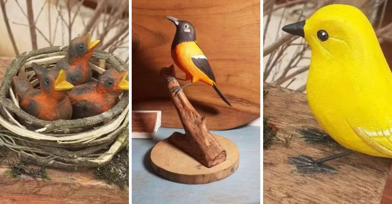 Escultura em madeira de aves: o artesão que aprendeu a técnica observando passarinhos pela janela de casa e nunca parou
