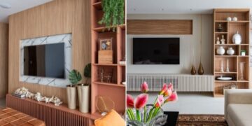 De um estilo mais moderno, com cores marcantes ou ainda mais elegantes: o rack da sala pode ser apresentado de diversas maneiras e acabamentos, sem perder de vista sua função estrutural e de apoio | Projetos: Daniela Funari Arquitetura | FOTOS: Mariana Camargo