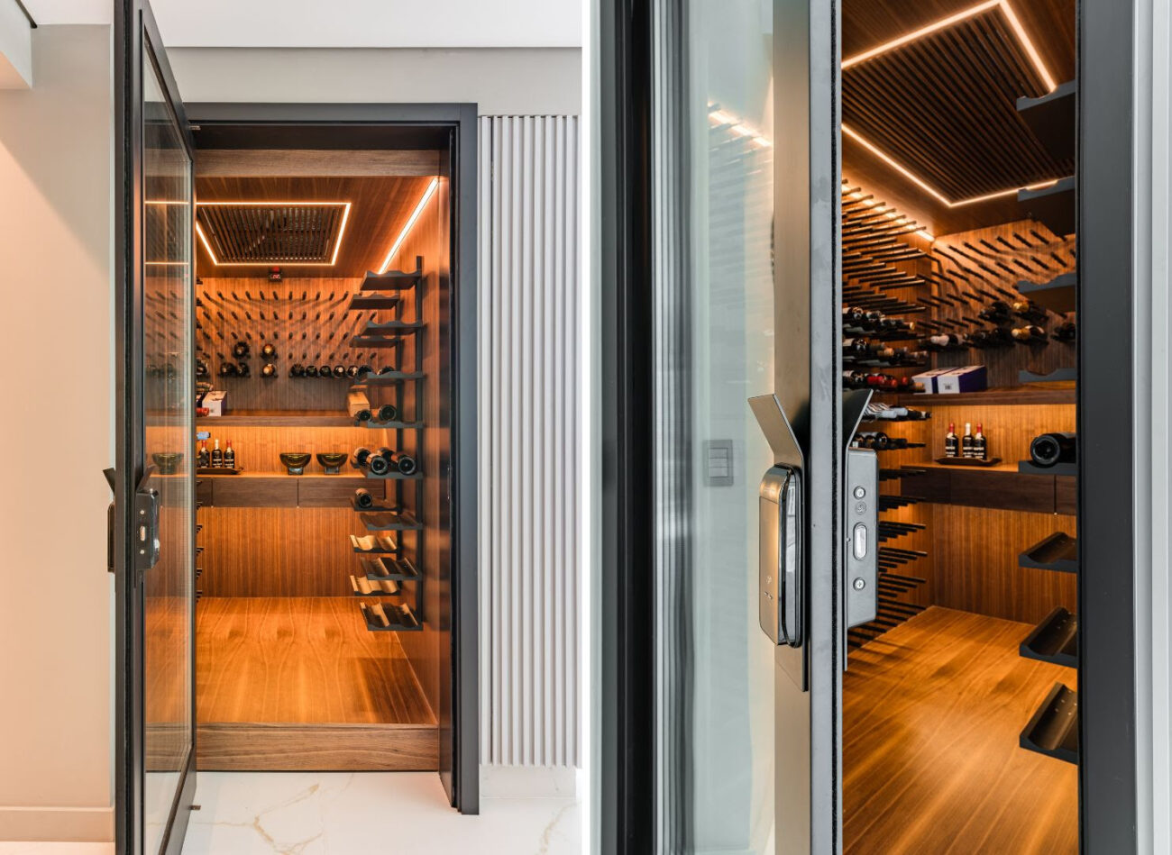 Walk-in closet e adega: o projeto que transforma guardar roupa e vinho em um ritual diário