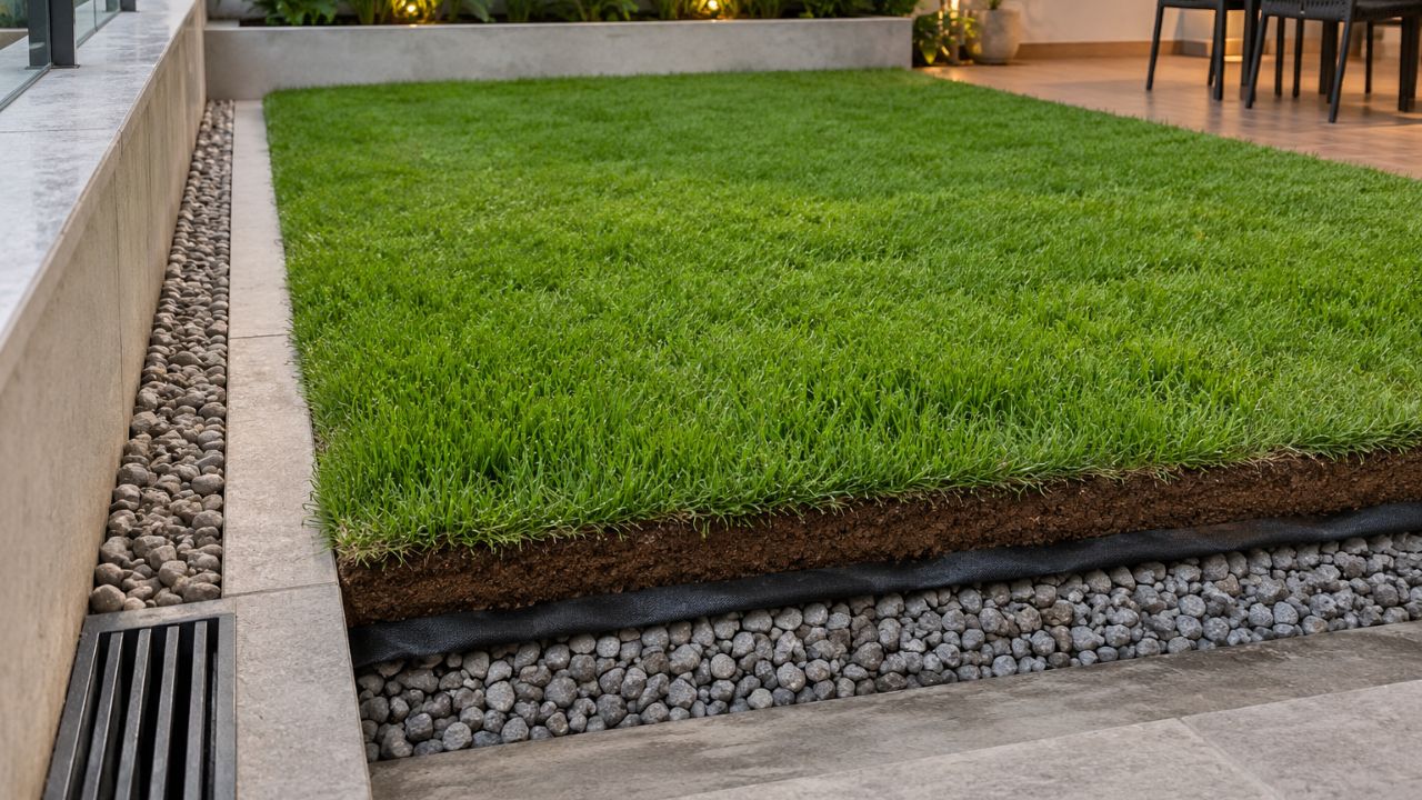 Grama natural sobre piso de concreto: veja a estrutura que sustenta o gramado sem comprometer a drenagem