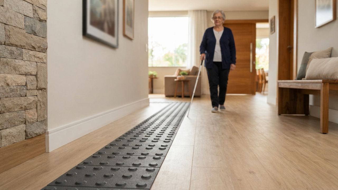 Piso tátil em residências: quando faz sentido, como instalar e onde ele realmente ajuda quem tem deficiência visual