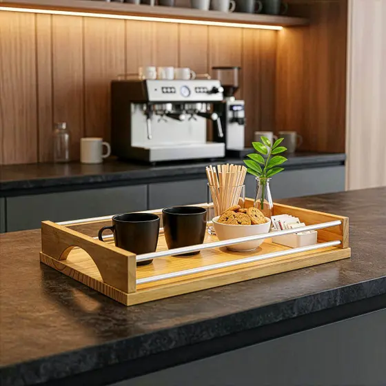 Bandeja para cantinho do café: veja como escolher o tamanho certo e montar uma composição com equilíbrio visual