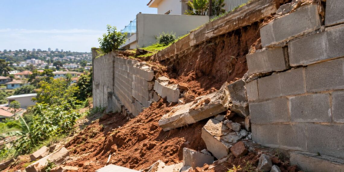 Por que o muro de arrimo não pode ser improvisado em terreno em declive?