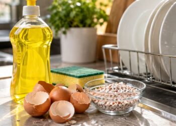 Detergente e casca de ovo: o truque caseiro que virou tendência na cozinha e promete louça mais brilhante