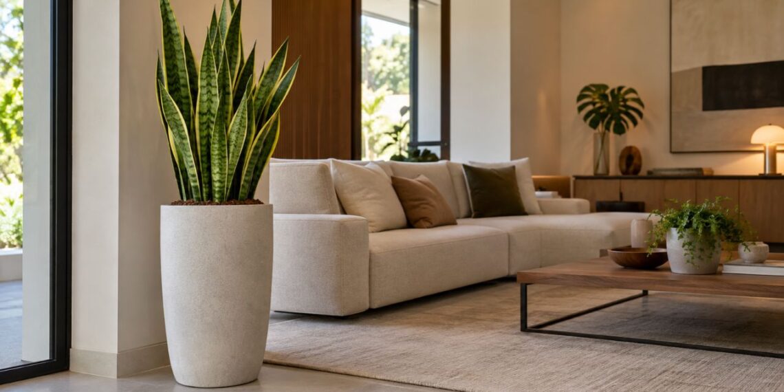 Espada-de-são-jorge combina com decoração minimalista mesmo? veja como o vaso alto muda a presença da planta na sala