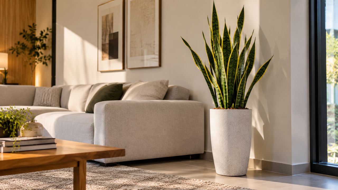 Espada-de-são-jorge combina com decoração minimalista mesmo? veja como o vaso alto muda a presença da planta na sala
