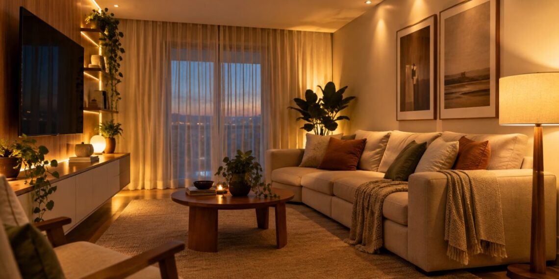 Iluminação de sala em camadas: como sair da luz única no teto e deixar o ambiente mais aconchegante sem fazer obra