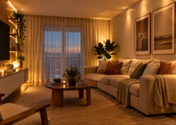 Iluminação de sala em camadas: como sair da luz única no teto e deixar o ambiente mais aconchegante sem fazer obra