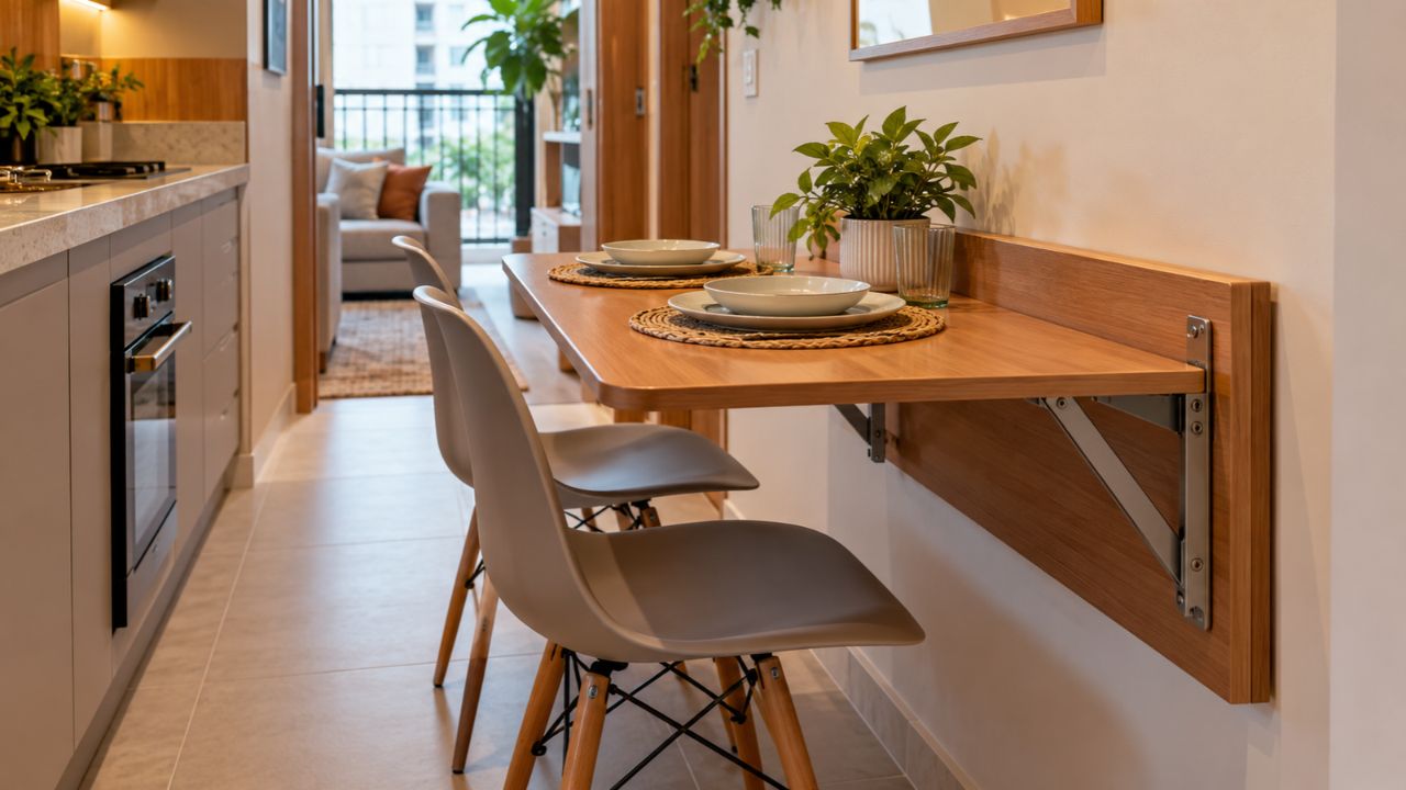 Mesa dobrável de parede ganha espaço em casas pequenas: veja como montar sem perder circulação