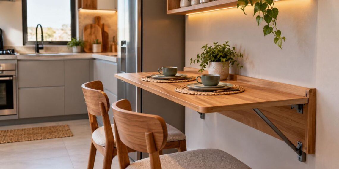 O balcão de café da manhã está com os dias contados? Mesa rebatível de parede ganha força na cozinha em 2027