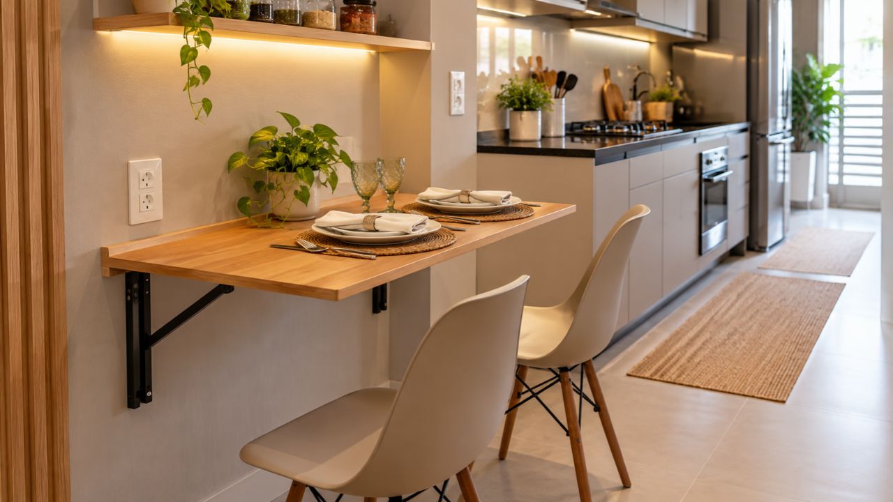 O balcão de café da manhã está com os dias contados? Mesa rebatível de parede ganha força na cozinha em 2027
