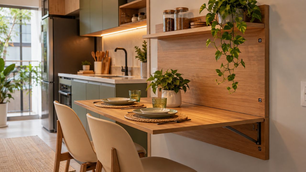 O balcão de café da manhã está com os dias contados? Mesa rebatível de parede ganha força na cozinha em 2027
