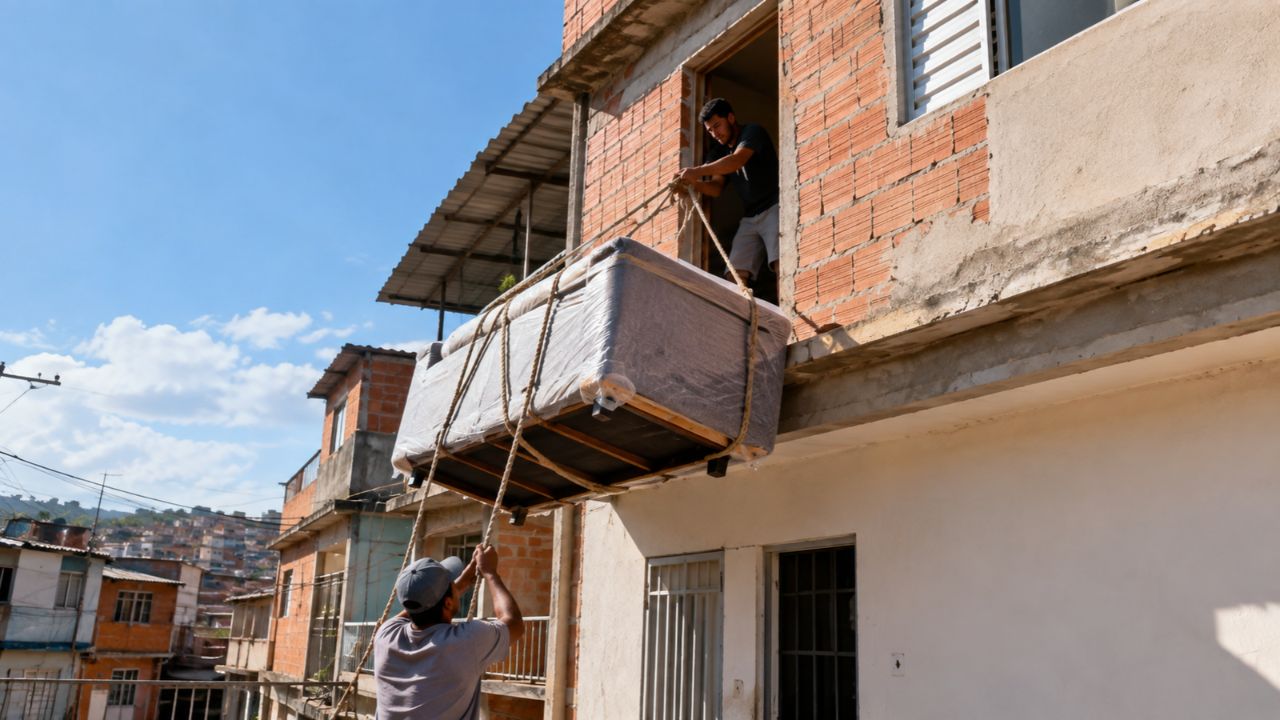 Por que tantas casas de comunidade têm porta no segundo andar sem escada?