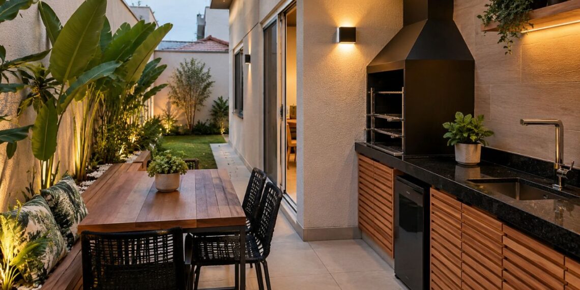 Quintal pequeno pode ter área gourmet mesmo em espaços compactos: veja como aproveitar cada canto da lateral da casa