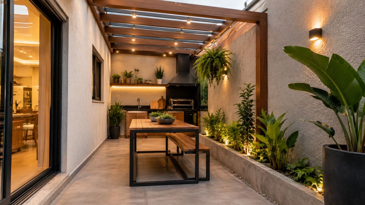Quintal pequeno pode ter área gourmet mesmo em espaços compactos: veja como aproveitar cada canto da lateral da casa