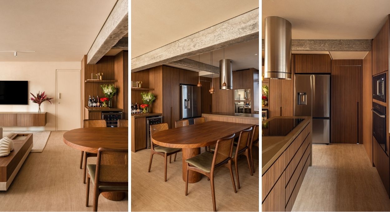 Apartamento de 130 m² nos Jardins ganha closet em madeira clara e piso em espinha de peixe na suíte