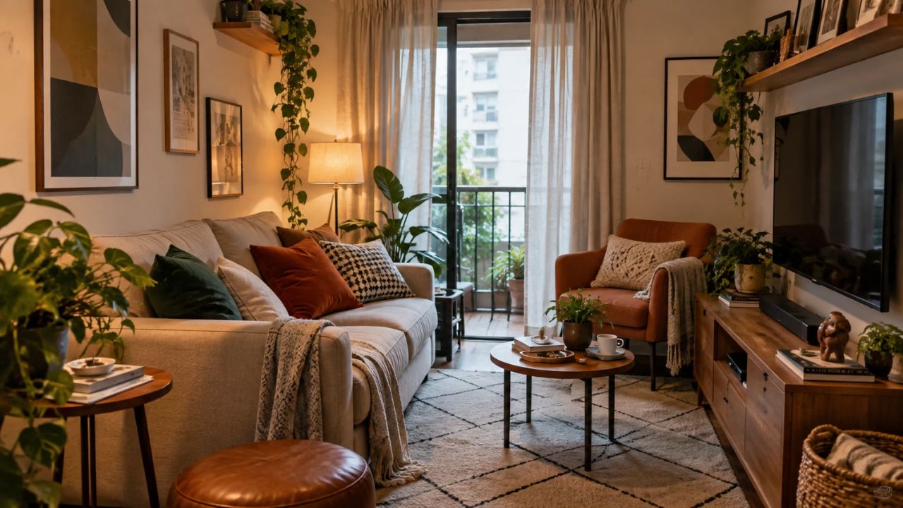 Sala pequena que parece bagunçada mesmo estando arrumada: 3 erros de decoração explicam a sensação de peso no ambiente