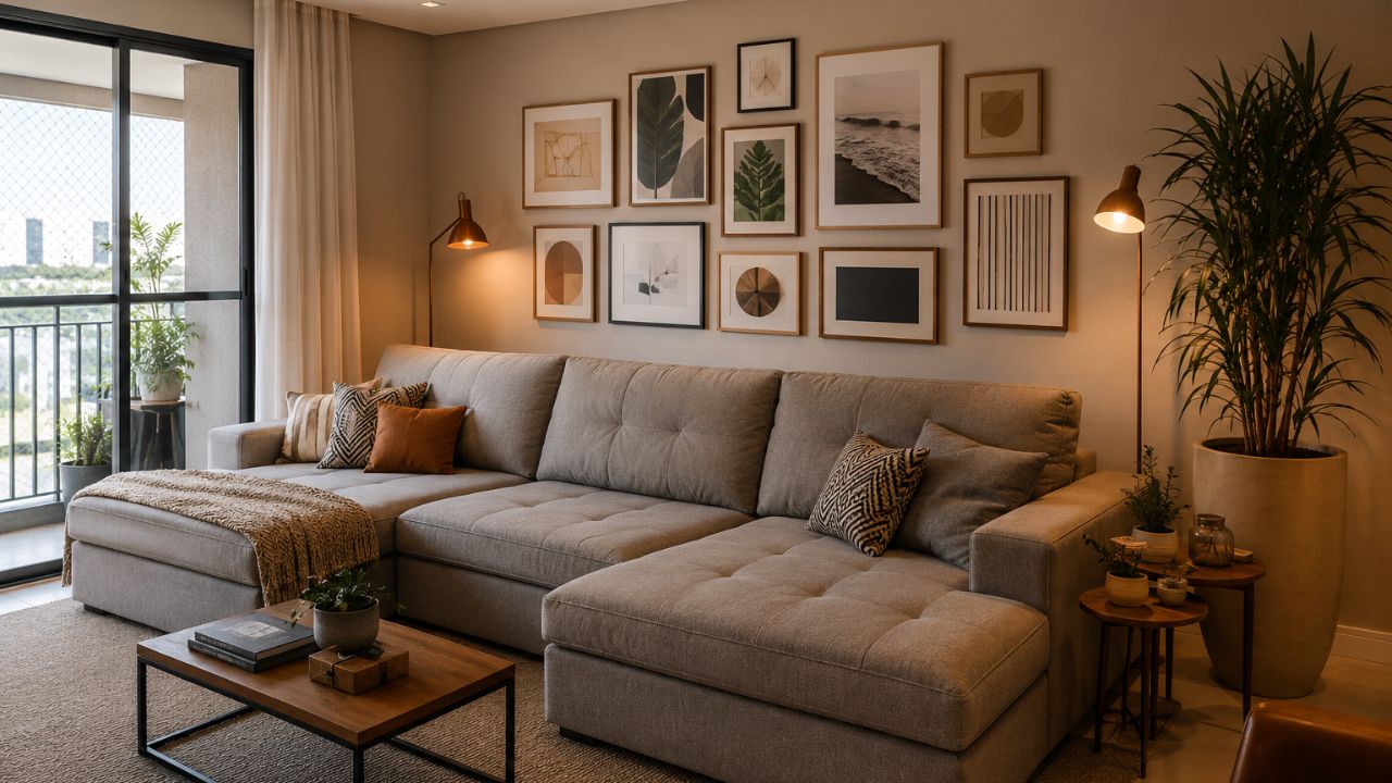 Sofá retrátil grande na sala de estar: veja como equilibrar a decoração sem deixar o móvel dominar o ambiente