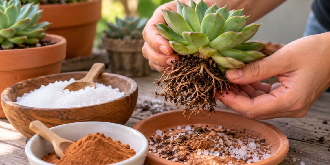 Sal grosso com canela em pó ajuda a raiz de suculenta? Entenda o que cada um faz e como tratar antes de replantar