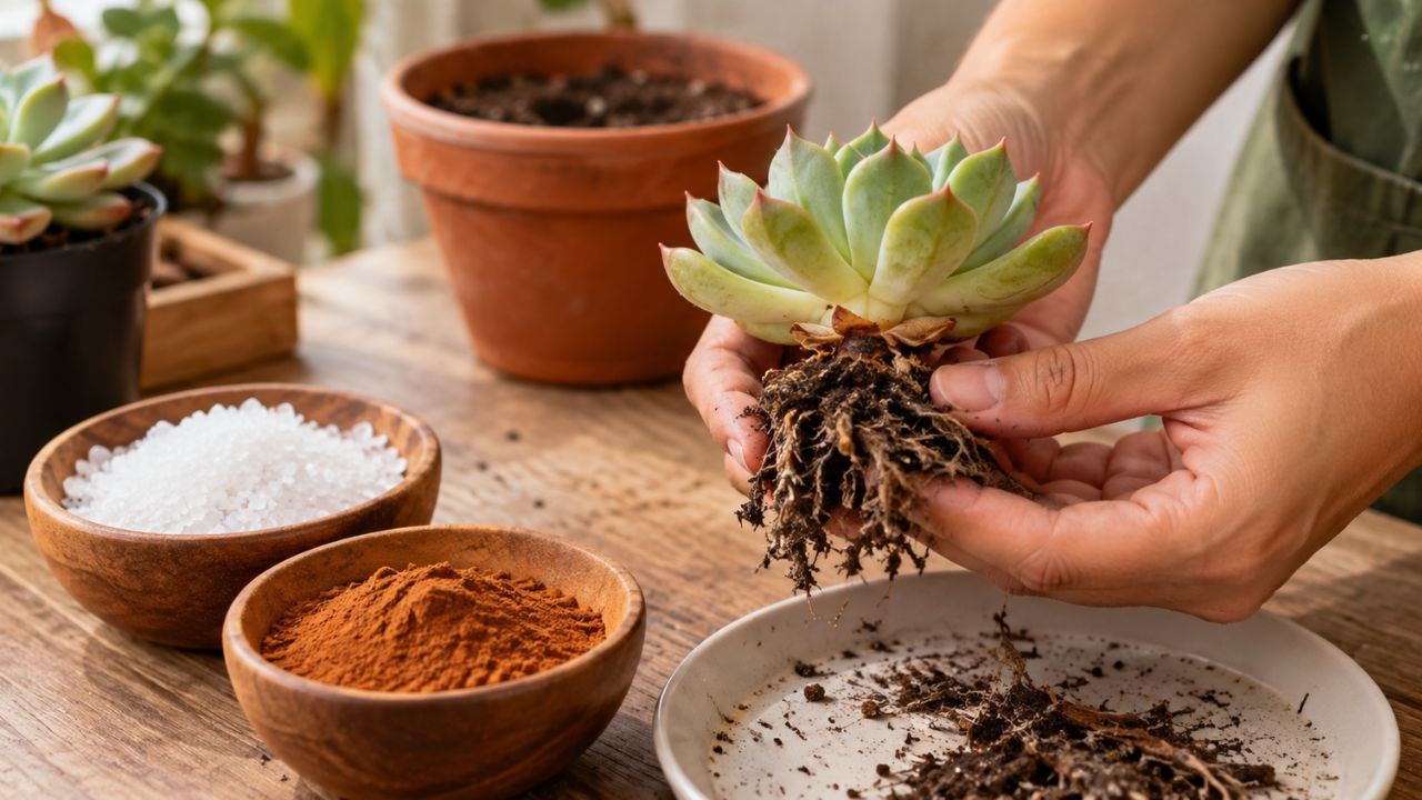 Sal grosso com canela em pó ajuda a raiz de suculenta? Entenda o que cada um faz e como tratar antes de replantar