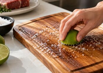 Esfregar limão com sal grosso na tábua de carne funciona mesmo? Entenda a reação na madeira