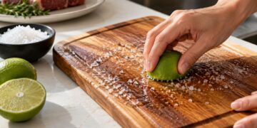 Esfregar limão com sal grosso na tábua de carne funciona mesmo? Entenda a reação na madeira