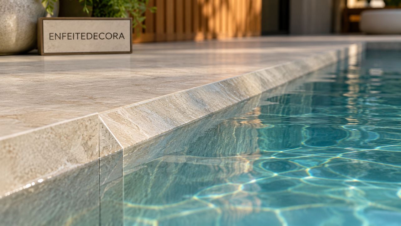 Adeus à borda clássica da piscina: entenda como o revestimento inclinado está deixando os projetos com visual mais limpo e amplo