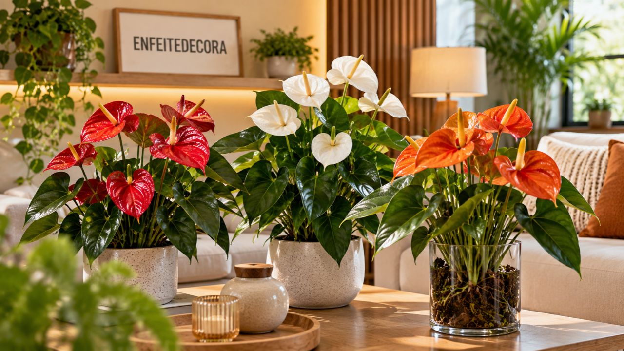 Antúrio não é só vermelho: veja as cores da planta e como usar cada uma na decoração de interiores