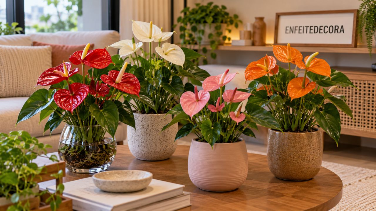 Antúrio não é só vermelho: veja as cores da planta e como usar cada uma na decoração de interiores