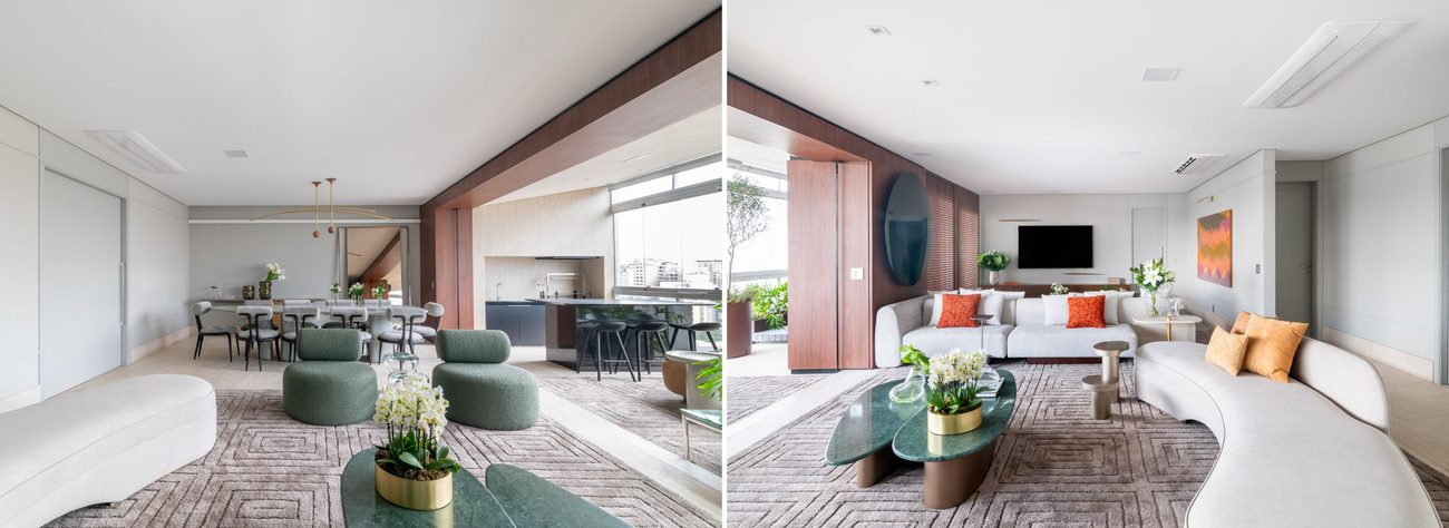 Living na varanda e sofás curvos ganham espaço nos projetos: veja como a arquitetura cria ambientes para receber bem