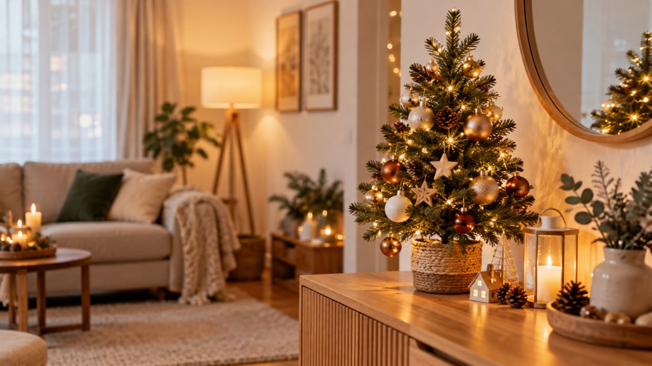 Árvore de Natal minimalista ganha força entre decoradores: veja como montar com poucos enfeites e luz quente