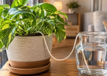Você sabia que um barbante consegue regar as plantas enquanto você viaja? entenda a técnica da capilaridade que salva as férias