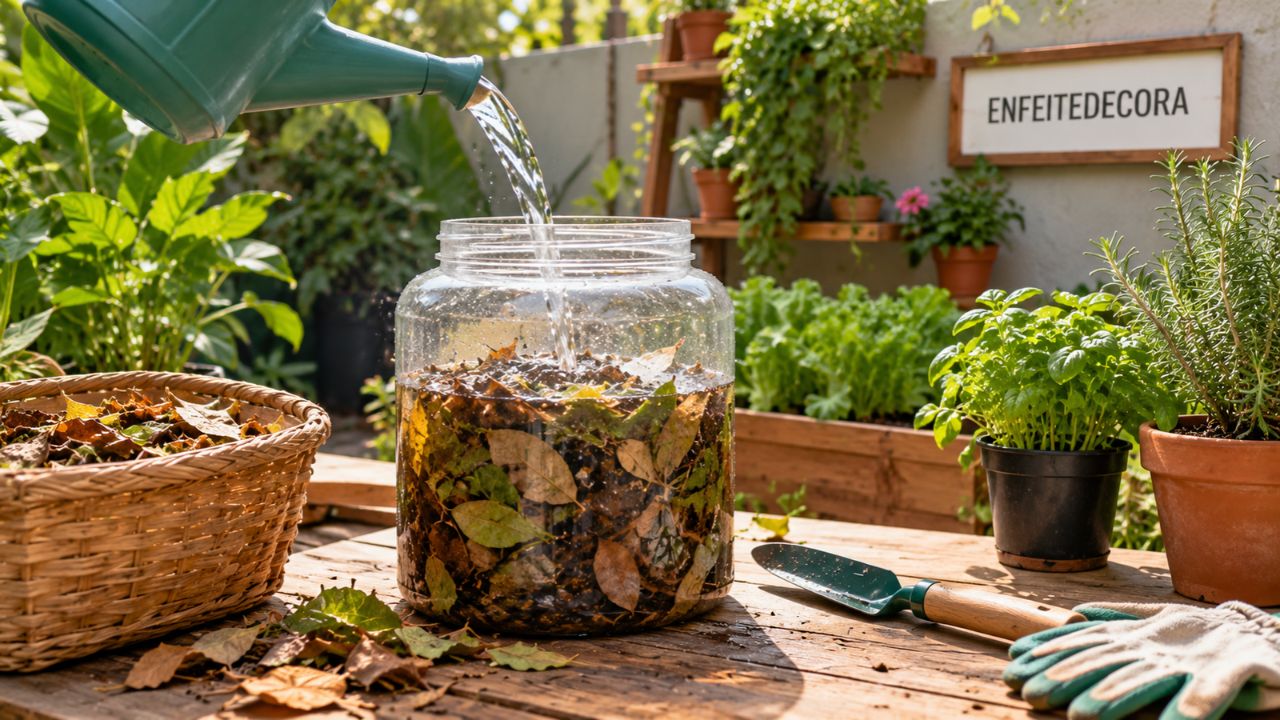 Biofertilizante caseiro feito com restos de folha vira solução para plantas fracas e hortas sem produção