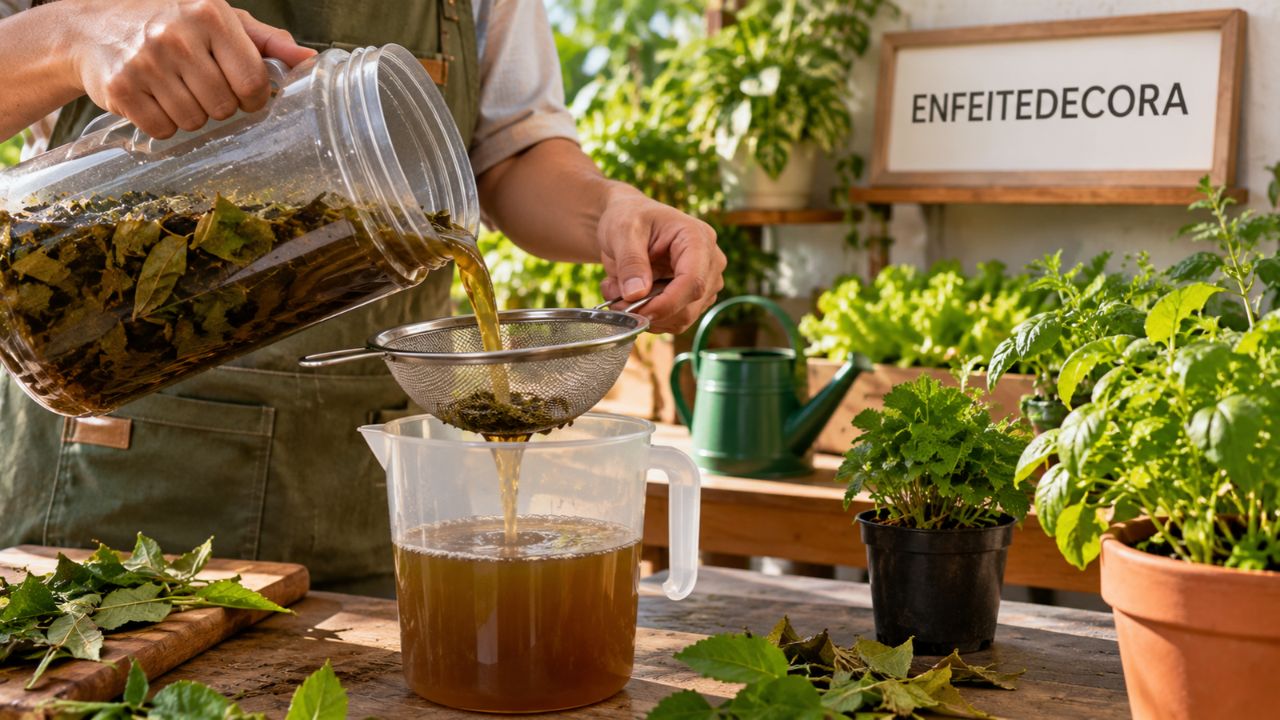 Biofertilizante caseiro feito com restos de folha vira solução para plantas fracas e hortas sem produção