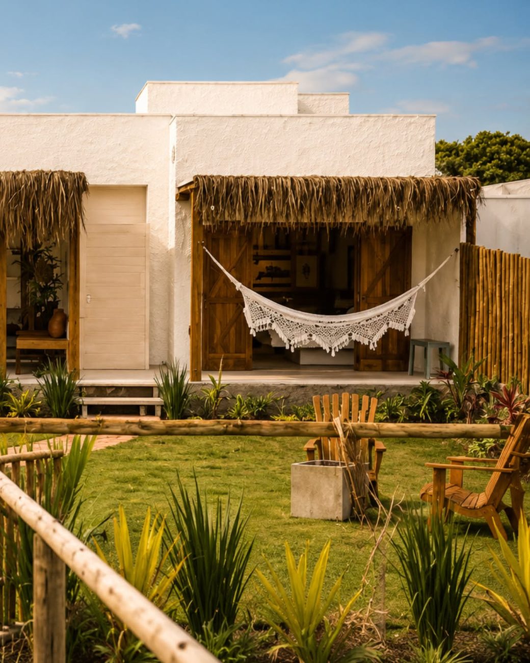 Casa de praia no extremo sul da Bahia troca o óbvio litorâneo pela taipa, pelo bambu e pela palha