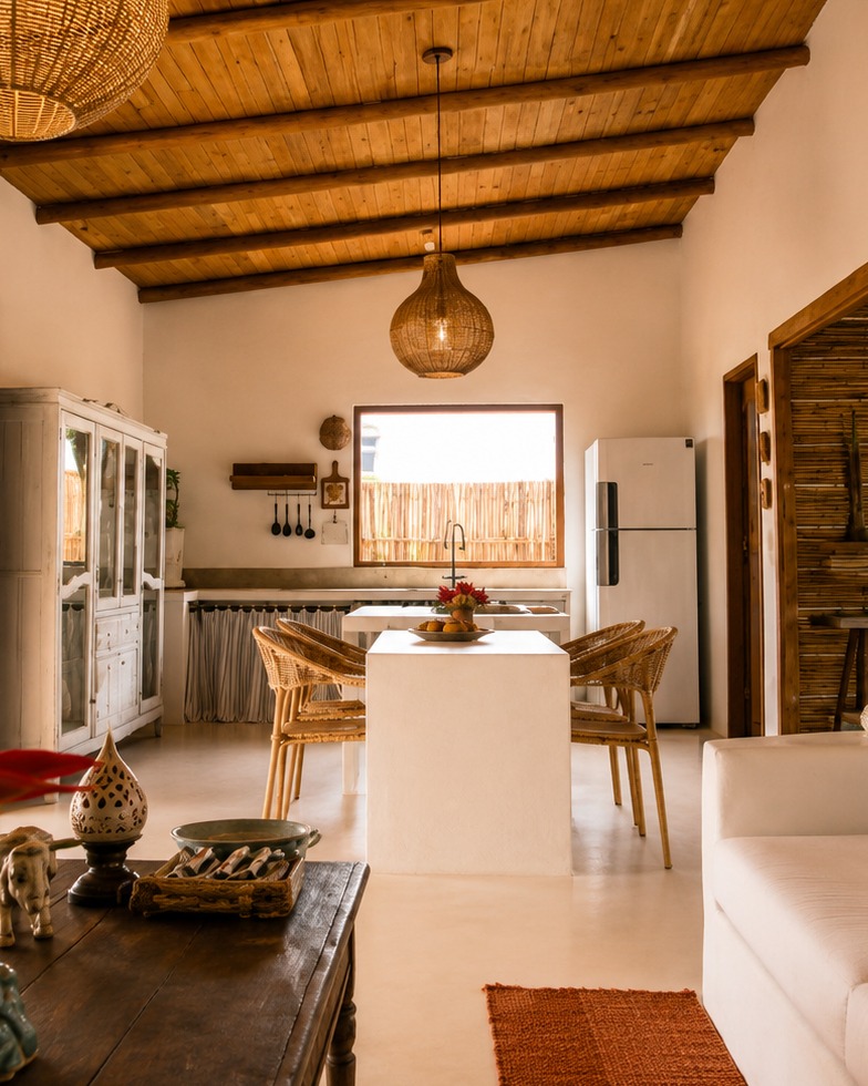 Casa de praia no extremo sul da Bahia troca o óbvio litorâneo pela taipa, pelo bambu e pela palha
