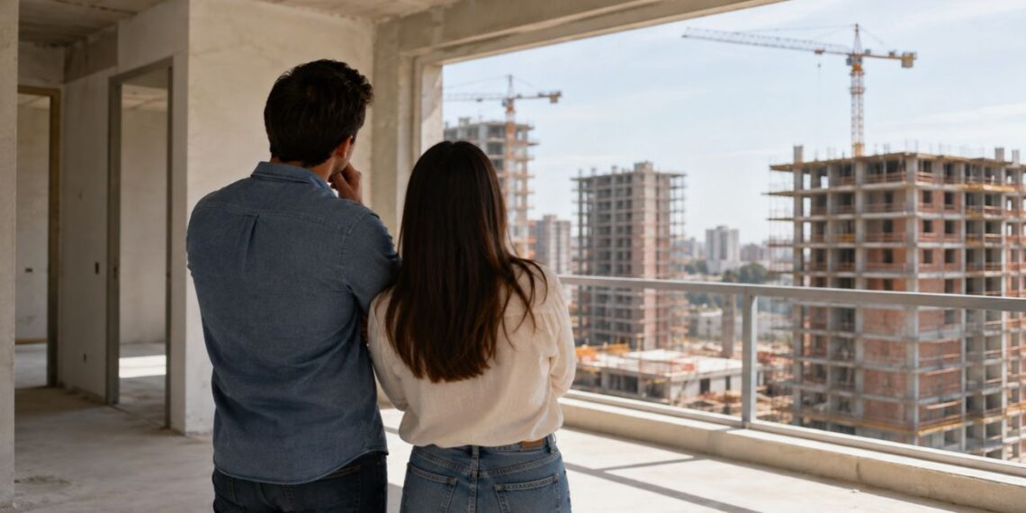 Olhando construção de predios