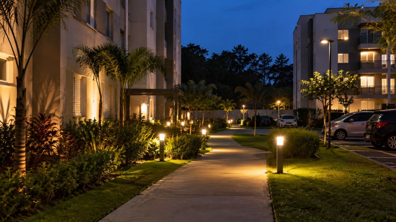 Iluminação de area comum de jardim de condomínio