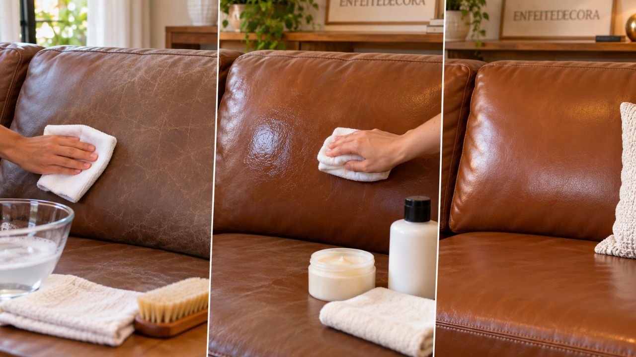 teste dos produtos para hidratação do sofa de couro