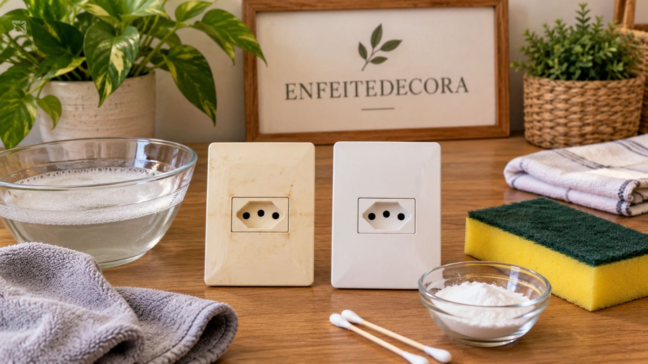 Espelho de tomada amarelado tem jeito? Fizemos o teste em casa e o resultado da limpeza surpreendeu