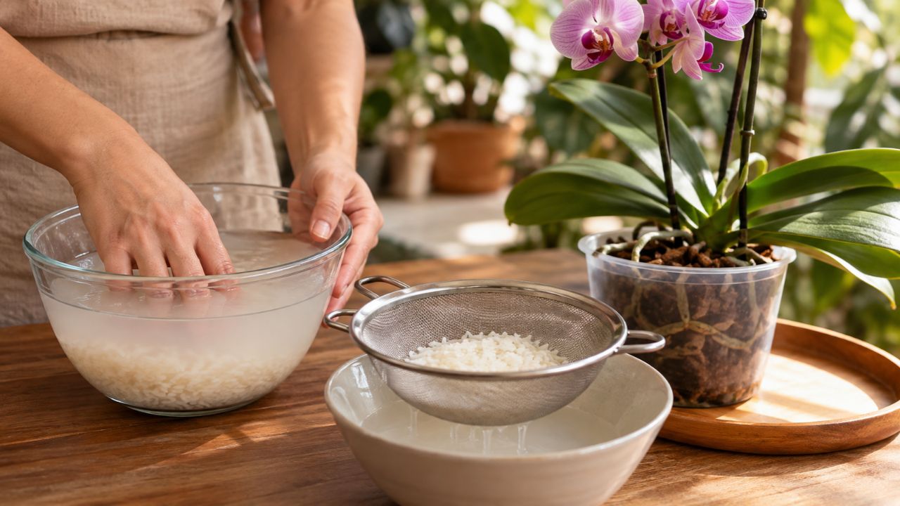 Adubar orquídea com água de arroz funciona mesmo? Entenda a diluição certa para não prejudicar a Phalaenopsis