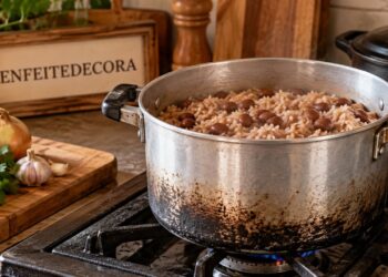 Dona de casa troca panela antiaderente pela panela de alumínio batido da avó e descobre por que o fundo marcado cozinha arroz e feijão de um jeito diferente