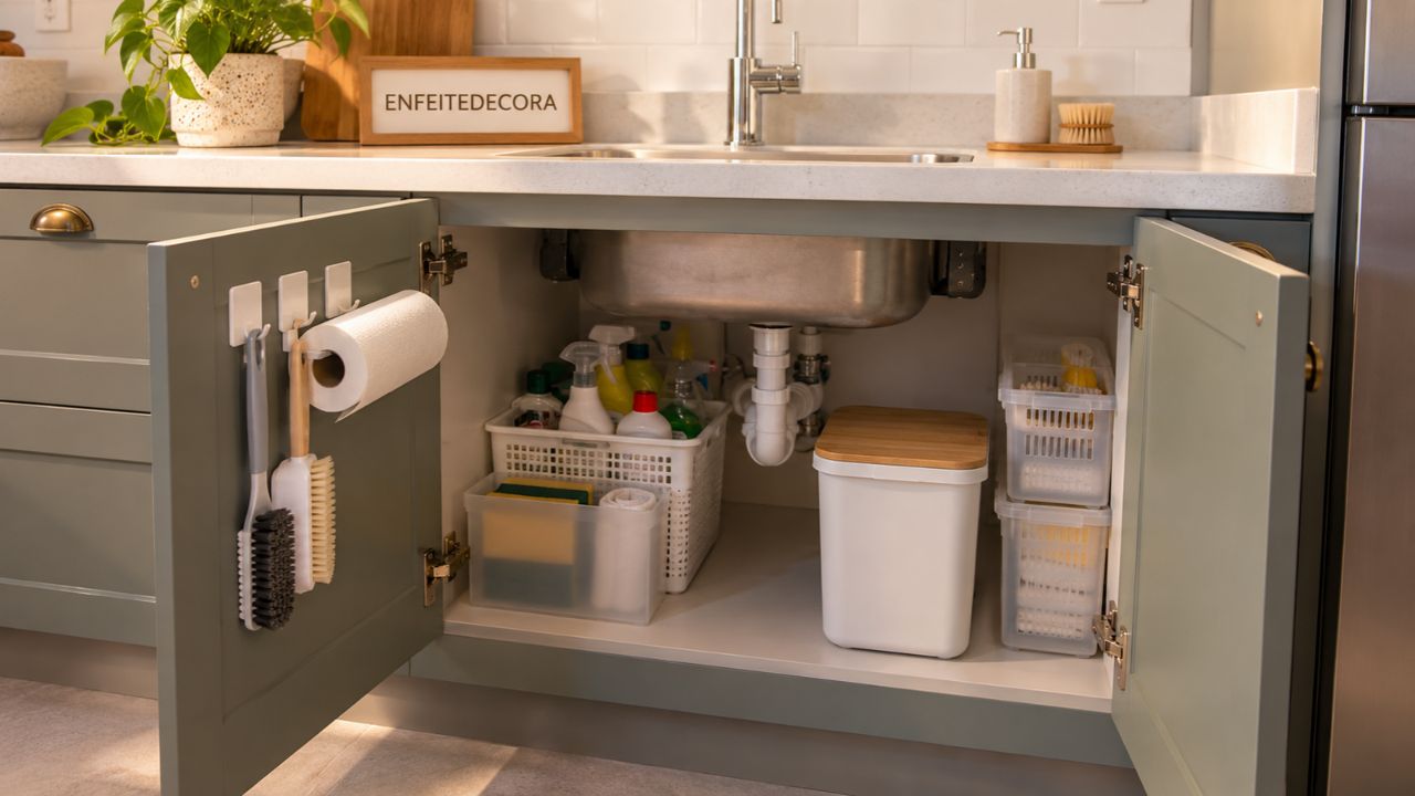 Veja como aproveitar o espaço debaixo da pia na cozinha e no banheiro sem fazer obra nem gastar muito